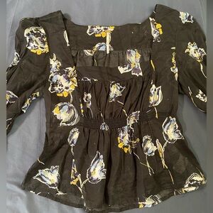 Black Floral Free People Blouse